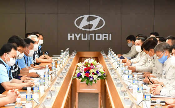 현대자동차 노사의 2021년 임금협상 모습. 사진=현대차 제공
