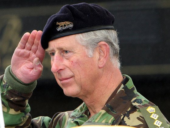 찰스 왕세자의 거수경례 모습. AP=연합뉴스