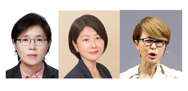 사진 왼쪽부터 LG생활건강 이정애 대표, CJ올리브영 이선정 대표, 삼성전자 이영희 부사장. 사진= 각사 제공