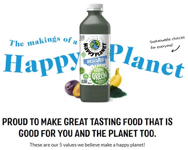 캐나다 해피플래닛은 못난이 과일과 채소로 주스와 스무디를 만들어 파는 업사이클링 푸드 회사다. (사진=해피 플래닛 홈페이지)