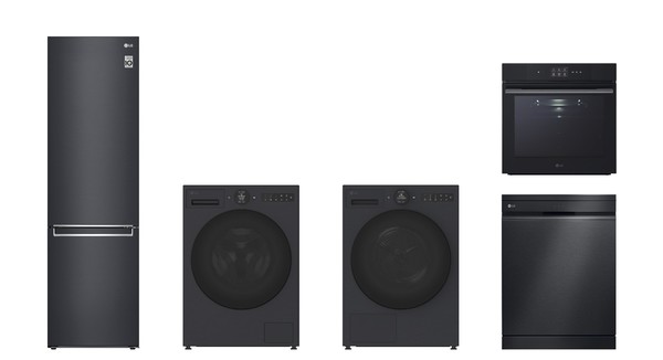 왼쪽부터 LG전자 고효율 냉장고, 세탁기, 건조기, 인스타뷰 오븐(위), 식기세척기(아래). 사진=LG전자 제공