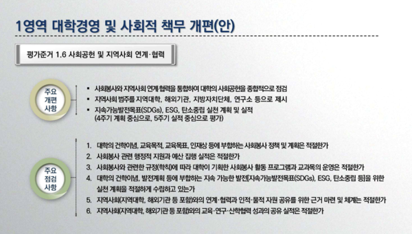 한국대학평가원의 '4주기 대학기관평가인증 평가기준안' (출처=한국대학평가원)