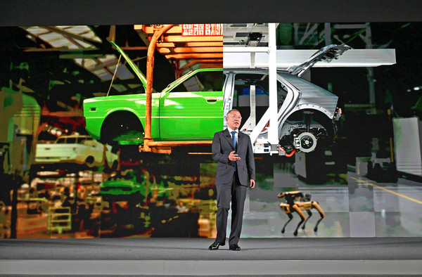 현대차 울산 EV전용공장 기공식에서 기념연설을 하고 있는 정의선 회장. (제공=현대차)