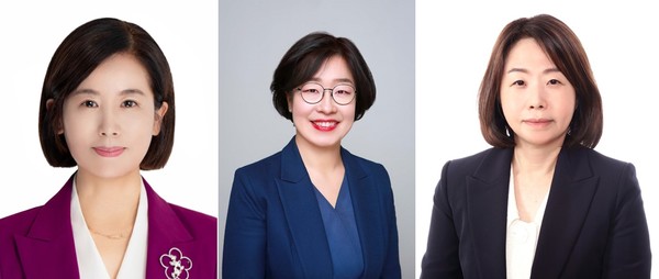 포스코홀딩스가 2일 여성 임원을 전면에 배치한 인사를 단행했다. 왼쪽부터 이유경 경영지원팀장, 김희 탄소중립전략 담당, 한미향 홍보 담당. 사진=포스코홀딩스 