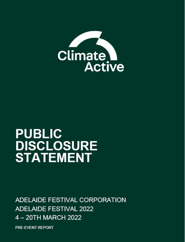         호주 Climate Active가 인증한 애들레이드 축제 탄소 보고서(출처: Climate Active)