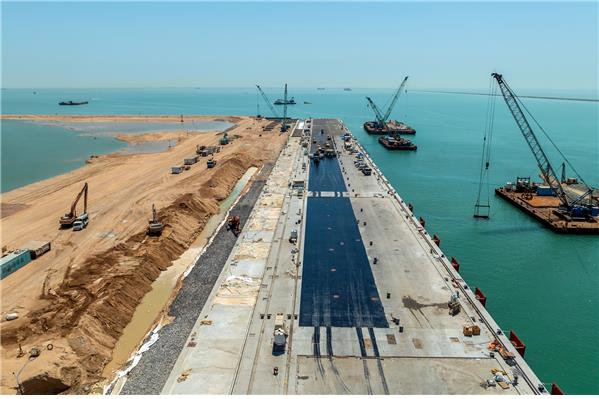 이라크 알포 신항만 현장 안벽공사 전경. 사진=대우건설