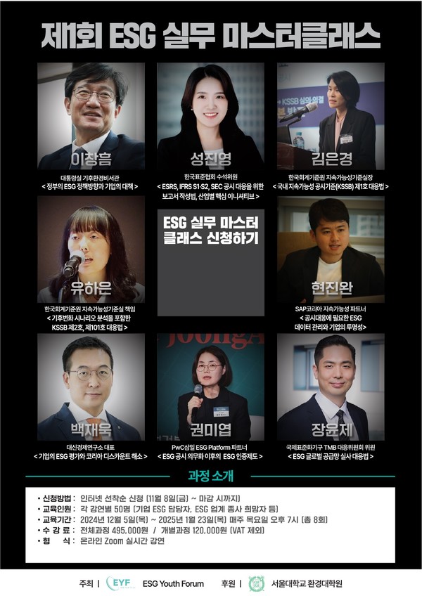 ESG Youth Forum의 실무 마스터클래스 연사진들. 사진=ESG 유스포럼