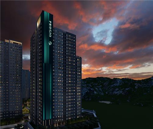 '푸르지오 에디션 2025'에서 선보인 푸르지오 측벽 파사드 조명.  사진=대우건설