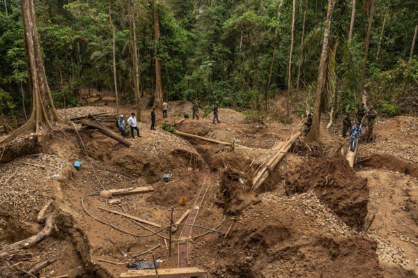 지난달 30일 파나마, 콜롬비아 국경 근처 다리엔 정글에서 발견된 불법 금광. 파나마 당국은 콜롬비아 국경에 있는 파나마 다리엔 정글에서 범죄 집단을 위해 여러 개의 불법 금광을 운영한 혐의로 10명을 체포했다.  다리엔 지역 변호사 레이다 사엔즈에 따르면 해당 지역에 심각한 환경 피해를 입혔다. [AFP=연합]