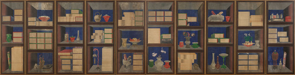 이택균 책가도10폭. 조선 19세기 비단에 채색. 아모레퍼시픽미술관 소장.