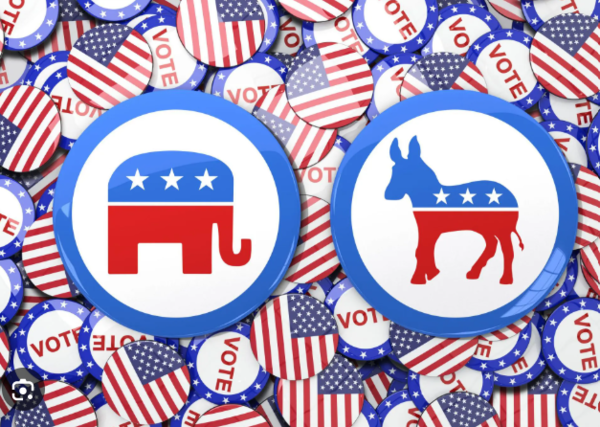 코끼리는 미국 공화당을, 당나귀는 미국 민주당을 상징한다.