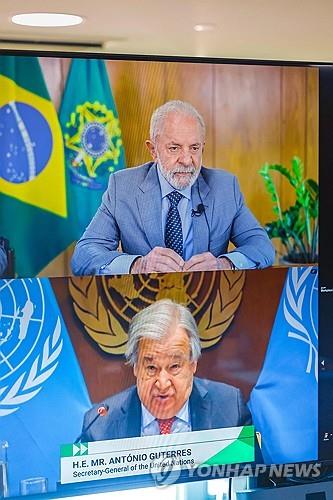 유엔 기후 정상회의 참석한 브라질 대통령(위)과 유엔총장.AFP=연합뉴스