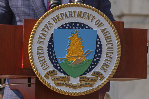 미국 농무부(USDA)의 인장이 박힌 포디움. AP=연합뉴스