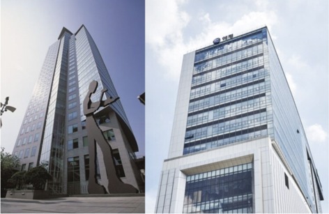 각 기업 사옥 전경. 좌측은 태광산업 사옥. 사진=태광산업, 애경산업